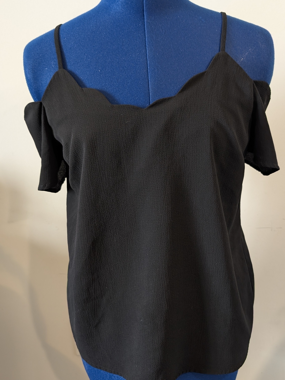 Monteau Black Scallop-Edge Blouse